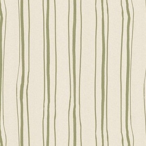 Organic watercolor stripes in olive green on oat linen background
