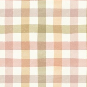 Small Soft Pastel Check - Spring Easter Gingham in Warm Colors | Ochre Pink Green