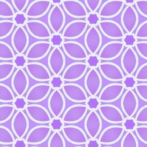 Purple Geometric Flowers with White Outlines