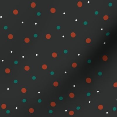 SPOTS AND DOTS IN RED GREEN AND WHITE