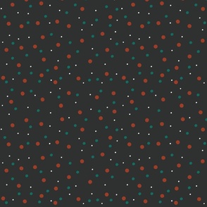 SPOTS AND DOTS IN RED GREEN AND WHITE