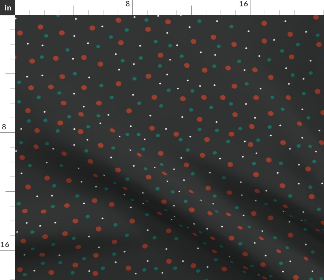 SPOTS AND DOTS IN RED GREEN AND WHITE