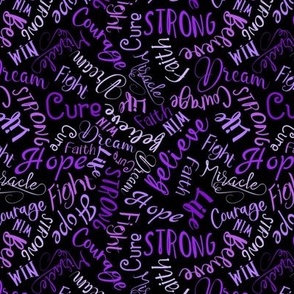 words of hope - shades of purple on black