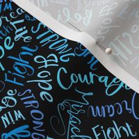 words of hope - shades of blue on black