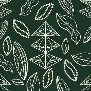Brew Bliss: Abstract Coffee Bean Green Pattern-LARGE