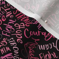 words of hope - shades of pink on black