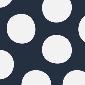 Navy Daisy Blue And White Large Scale Polka Dots