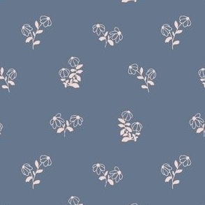 Cream daisies in blue background - Minimal blender pattern