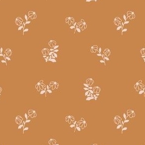Cream daisies in burnt orange background - Minimal blender pattern
