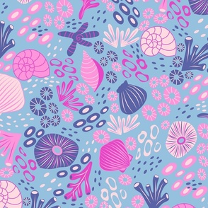Seashells ditsy pattern - Coastal Magic Collection - Hero print