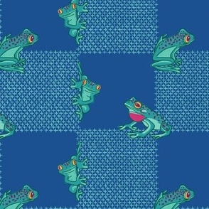 Tree Frog Plaid Check (Medium) - Pantone Nautical, Little Boy Blue,  Blazing Orange, Bermuda Green, Adventurine, Pink Yarro, Phlox Plum Purple  (TBS234)