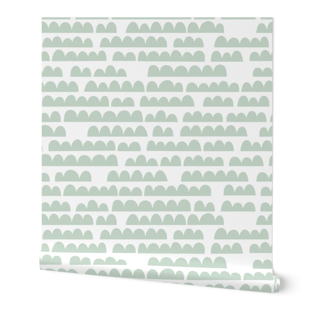 abstract rolling hills - celadon green and white