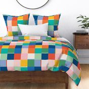 Large - Bright primary colours checkerboard, abstract geometric, kids