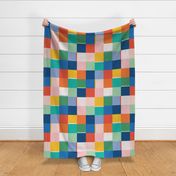 Large - Bright primary colours checkerboard, abstract geometric, kids