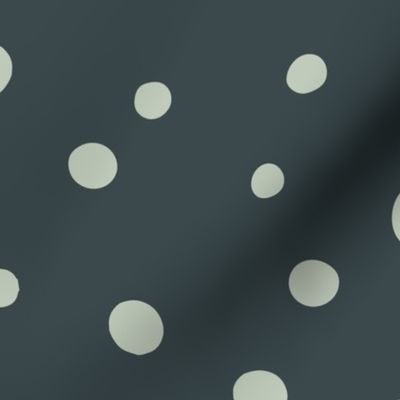 Large Polka Dots light green on dark blue