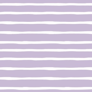 Organic Lavender Stripes: Horizontal White Stripes on Lavender Background