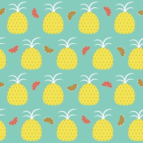 Retro Pineapple Punch - Teal - Fruits - Food - Citrus - Sweet - Kids - Summer - Yellow - Tropical - Vacation - Punch - Party