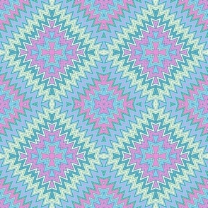 pink blue geometric pattern with rhombuses retro sixties
