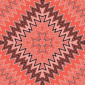 Coral geometric pattern with rhombuses ornament