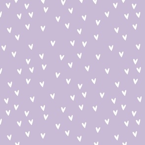 Tiny Hearts: Mini White Hearts on Lavender Purple Background