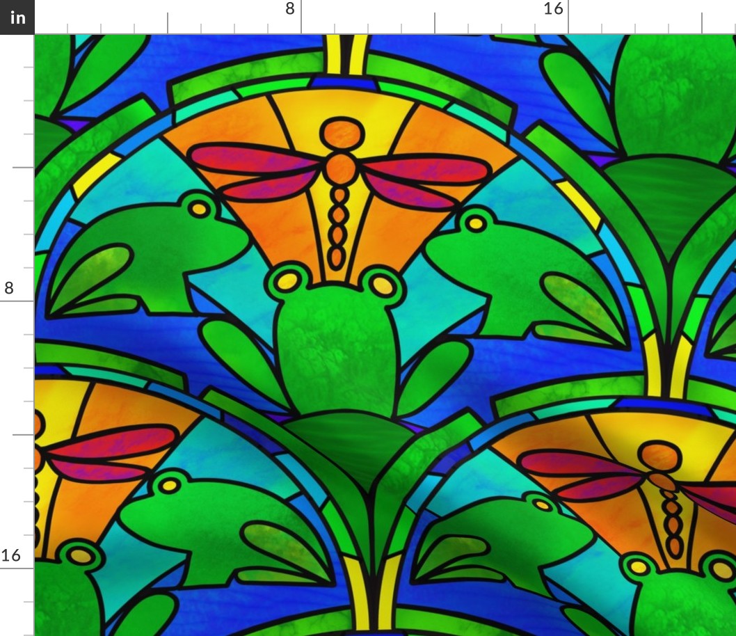 Frog and Dragonfly Stained Glass