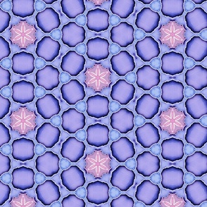 Lavender and Blue Geometric Shapes with Pink Flowers