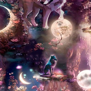 night, enchanted jungle, moon,  future dusk