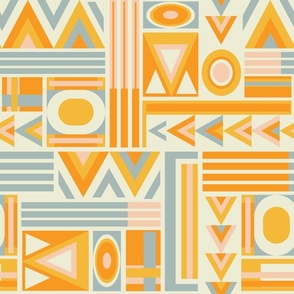 Citrus and Azure Geometric Medley - Chic Fabric Design