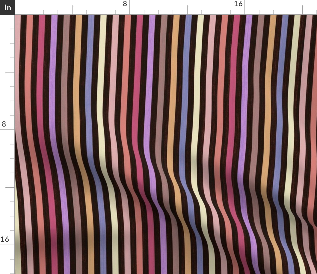 Narrow Stripe - Warm Multi-Coloured