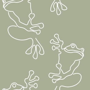 Tree Frogs (L) Cute Doodle Frog - Amphibians Animal - Duotone - Spruce Green and White