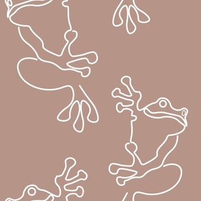 Tree Frogs (L) Cute Doodle Frog - Amphibians Animal - Duotone - Rose Gold and White