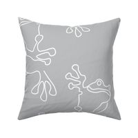 Tree Frogs (L) Cute Doodle Frog - Amphibians Animals - Duotone Silver Grey and White