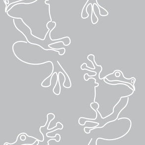 Tree Frogs (L) Cute Doodle Frog - Amphibians Animals - Duotone Silver Grey and White