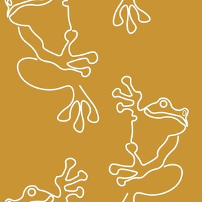 Tree Frogs (L) Cute Doodle Frog - Amphibians Animals - Duotone - Gold and White