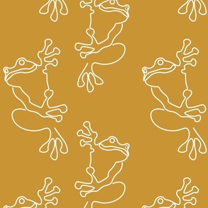 Tree Frogs (M) Cute Doodle Frog - Amphibians Animals - Duotone - Gold and white