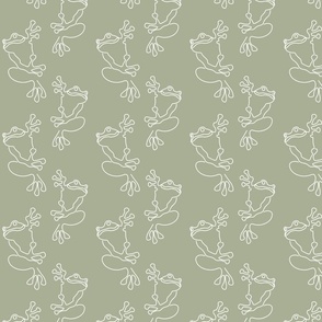 Tree Frogs (S) Cute Doodle Frog - Amphibians Animals - Duotone - Spruce Green and White
