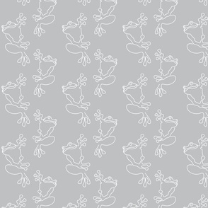 Tree Frogs (S) Cute Doodle Frog - Amphibians Animals - Duotone - Silver and white