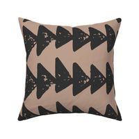 Rustic Triangles Rows (L) - Hand Drawn Triangle Arrows Shapes - Geometric - Duotone - Rose Gold and Dark Ash Gray