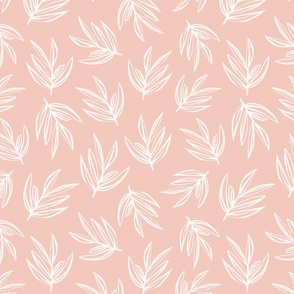 Hand Painted Foliage on Pink