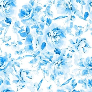 Roses And Sweet Peas Pattern_blue white_medium_Timeless Blue White_Bedding Wallpaper Fabric Womens Fashion Bridal Gift Wedding Gift