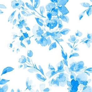 Wildflowers Ditsy Florals_large 24in_blue white_Wallpaper Fabric Home Decor Upholstery