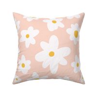 Large  Spring white, yellow daisy on pink