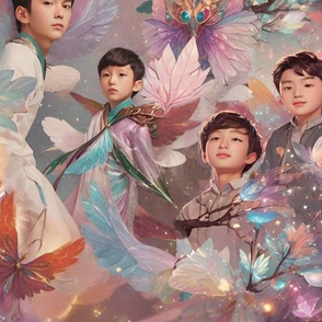 fairies, boys, beautiful, asians, wings, fireflies, spring,