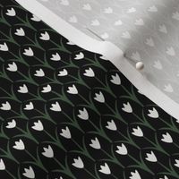 (XS) Tiny forest flowers / tulips in black, white and green