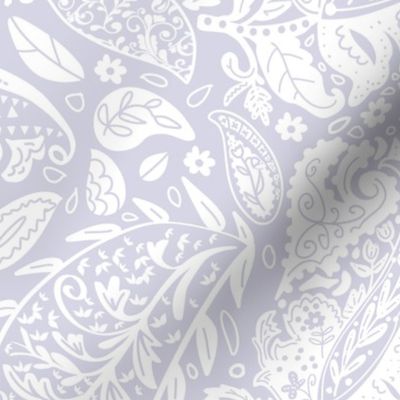 beautiful floral ornate paisley light pastel lavender and off-white- medium scale