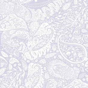 beautiful floral ornate paisley light pastel lavender and off-white- medium scale