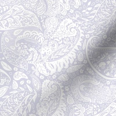 beautiful floral ornate paisley light pastel lavender and off-white- large scale