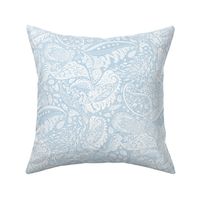 beautiful floral ornate paisley light ice blue and off-white - medium scale