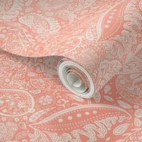 beautiful floral ornate paisley peach / salmon / peach fuzz - medium scale