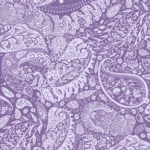 beautiful floral ornate paisley violet / purple / lavender - large scale